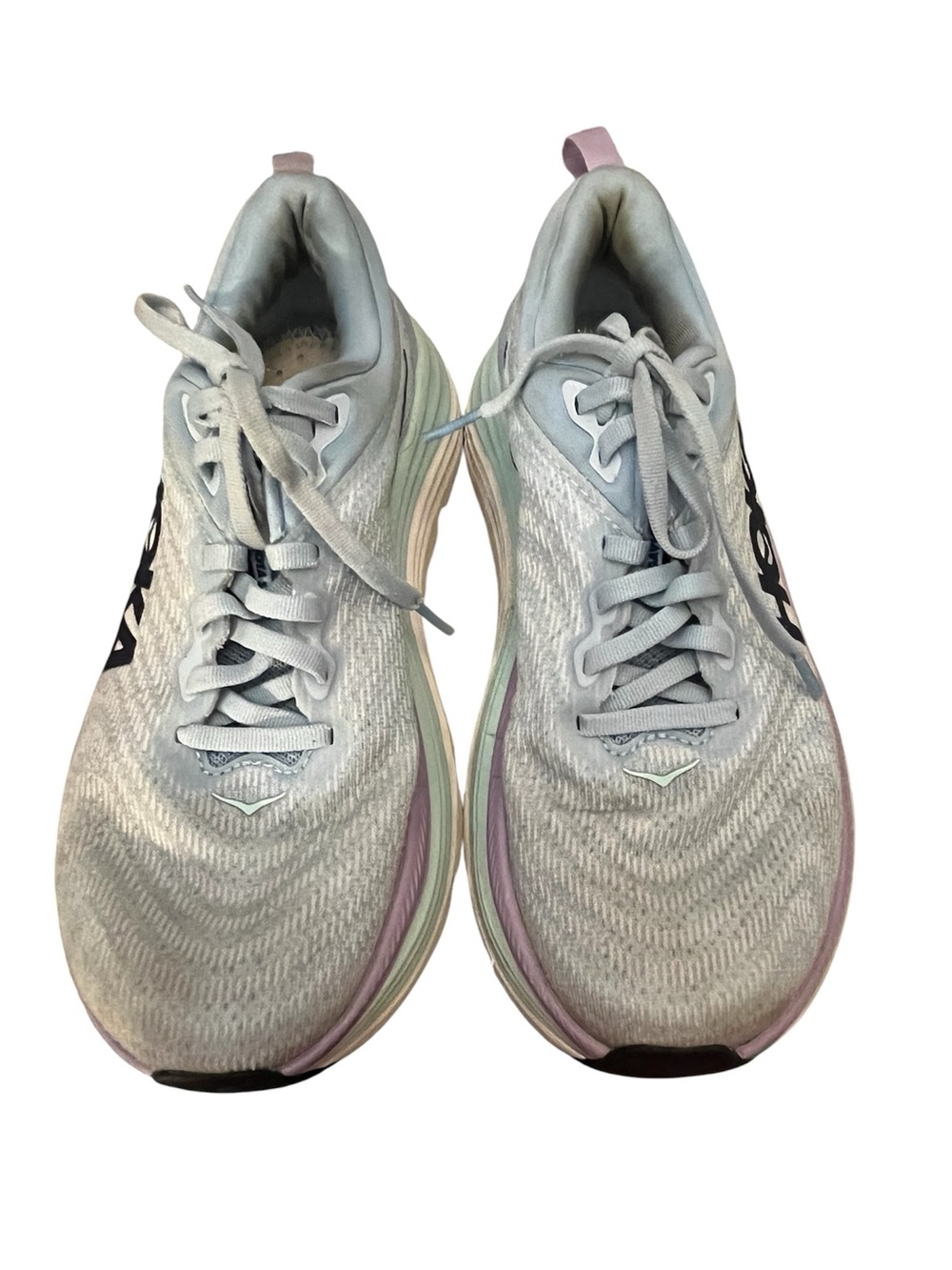 Hoka One One Women's Pale Blue Running Sneakers with Pink Heel Tabs
